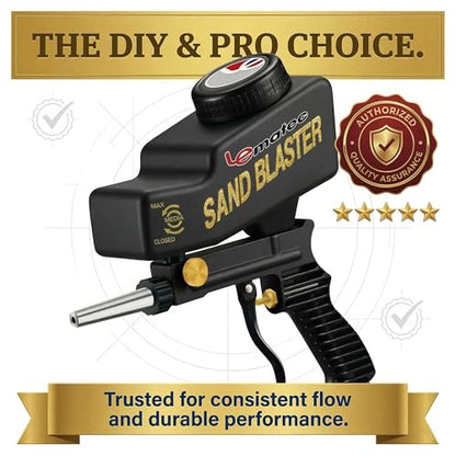 LE LEMATEC Portable Sand Blaster Gun Kit, Pneumatic Tool for Rust Removal - style: Steel Nozzle Black