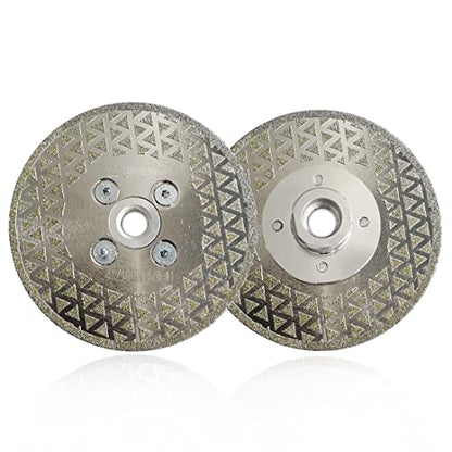 SHDIATOOL Diamond Cutting Grinding Disc for Granite Marble, Cutting Wheel Saw Blade with 5/8-Inch-11 Arbor 4-Inch (2-Pack) - size: 4" Double(Thread:5/8"-11)