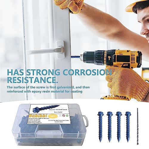 1/4 x 2-3/4" Hex Head Concrete Screw Anchor, for Anchoring to Masonry, Block or Brick (100Pcs) - size: 1/4 x 2-3/4", style: Hex Head
