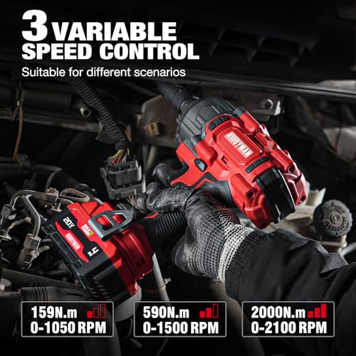 Alloyman Cordless Impact Wrench 1500 FT-LBS(2000N.M),1/2" High Torque - size: 1500Ft-lbs /1x Battery