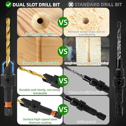 12Pcs HSS Adjustable Countersunk Drill Bits for Woodworking