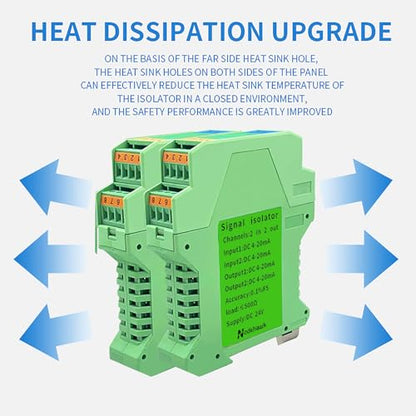 Signal Isolator DC 24V,PLC Detect Signal Conditioner,Module Analog Output(2 in 2 Out 4-20mA Turn 4-20mA) - color: 2 input and 2 output
