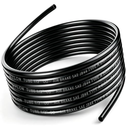 DOT Air Line Tubing, SAE J844 PA12 Nylon Air Brake Hose Pneumatic Tube - size: 1/2" OD 32.8FT