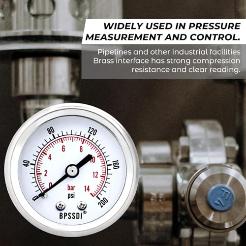 0-200 Psi Low Pressure Gauge, 2" Dial Size, 1/8 NPT Back Mount, Stainless Steel Case for Water Pressure Gauge Test for Water Pipe, HVAC(with Tape) - size: 0-200 psi, style: Back Mount(1/8" NPT)