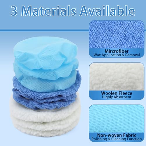 24 Pcs Car Buffing Pads 5-6 Inch Bonnet Set for Polishing Waxing