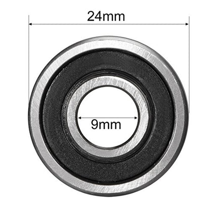 uxcell 609-2RS Deep Groove Ball Bearing Double Sealed 180019, 9mm x 24mm x 7mm High Carbon Steel Z1 Bearings (Pack of 2) - size: 9 mm x 24 mm x 7 mm