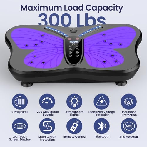 Vibration Plate Exercise Machine 400 lbs Capacity for Lymphatic Drainage - color: Purple
