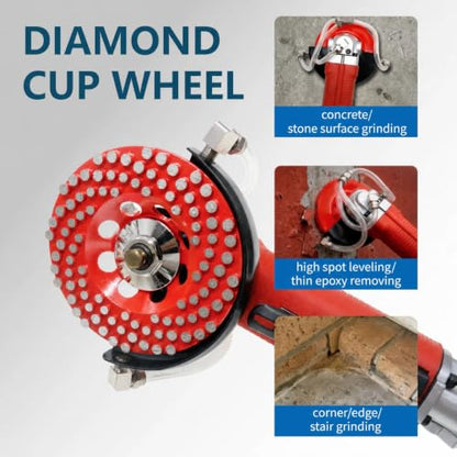5” Concrete Grinding Wheel, Diamond Grinding Cup Wheel for Marble Granite, Angle Grinder Cup Wheel Fits 7/8-5/8 Inch Arbor, 16/20 Coarse Grit, Dot Segment - style: 5''