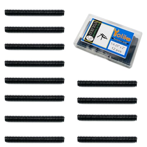12pcs Black Zinc Fully All Threaded Rod Carbon Steel Long Thread Screw 1/4x2 for Furniture Garden Railing Mounting Assembly Fastening Steel Frame Connection Full Thread Rod for Furniture - size: Black-Zinc 1/4x2 Inch-12P