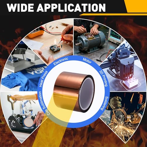 uxcell Heat Tape, 80mm x 33m (108ft) Polyimide Heat Transfer Sublimation Tape No Residue High-Temperature Resistant Tapes for Heat Press Soldering Circuit Board, Brown - size: 80mm x 33m (108ft)