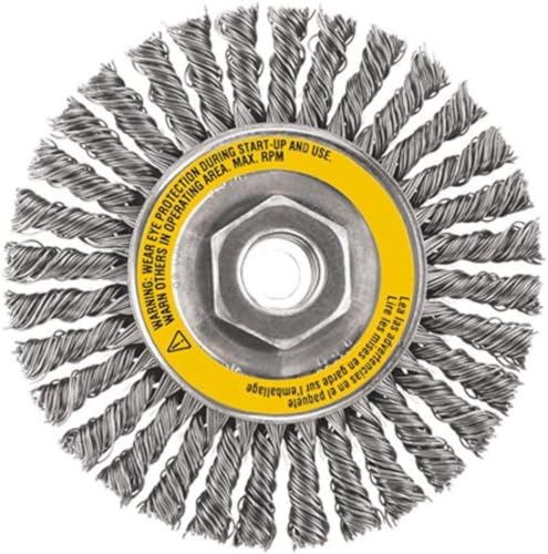 DEWALT Wire Wheel, Stainless, Stringer Bead , 4-Inch_x 5/8-Inch, 11 HP, .020-Inch_ (DW49204), 4-Inch (Pack of 5) - size: 4-Inch (Pack of 5)