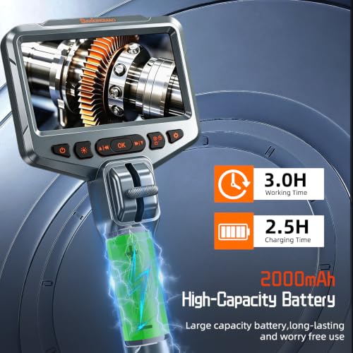 Daxiongmao Articulating Borescope, 1080P HD Inspection Camera with Lights