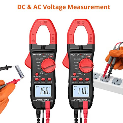 Proster Clamp Meter 2000 Counts TRMS, AC Current Clamp Multimeter - color: Red, size: 2000Counts