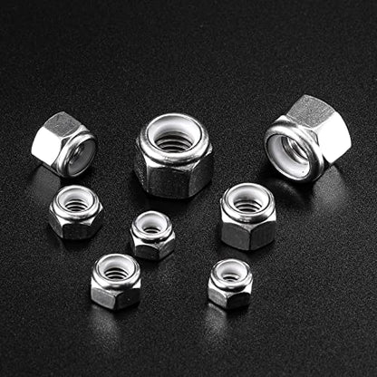 1/4-20 Nylon Insert Hex Lock Nuts 100Pcs 304 Stainless Steel Locknuts, Hex Drive, Bright Finish, by SG TZH - size: 1/4-20