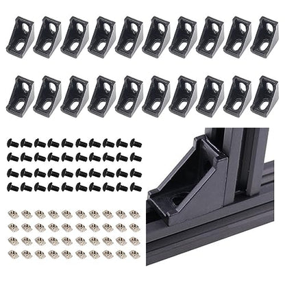 20PCS Extruded Aluminum Profile 2028 Corner Bracket Right Angle with Screws for 6mm Slot Aluminum Extrusion Profile 2020 Series (2028-Black-20 with Screws) - style: 2028-Black-20 with screws