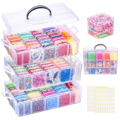 Stackable Bead Organizer 3 Tier with 90pcs Small Boxes Storage Container - size: 3-Tier 90pcs 2in Boxes