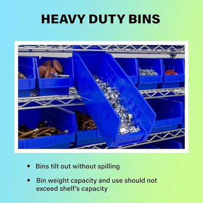 Akro-Mils 30128 Heavy Duty Plastic Shelf Bins, 18"x 4"x 4", Blue, 12-Pack - color: Blue