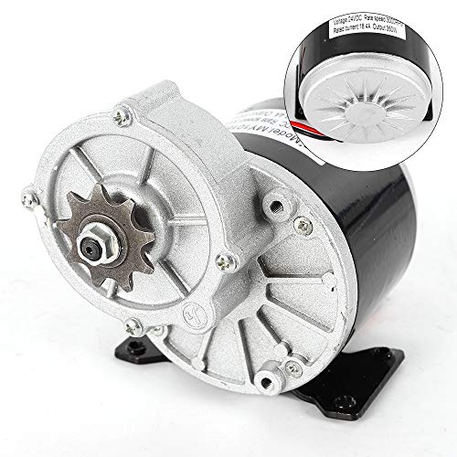 Electric Vehicle Geared Motor, 24V 350W Gear Face Mount 9 Teeth Sprocket Electric Brush Motor for Scooter Bike Go-Kart Minibike MY1016Z