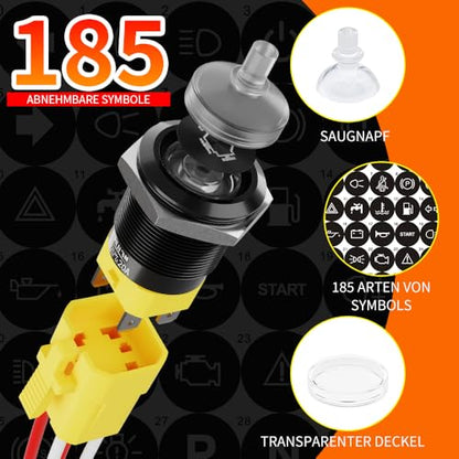 2PCS 22mm 20A Latching Push Button Switch 12V-24V DC 185 Symbol Discs - color: Blue-Latching