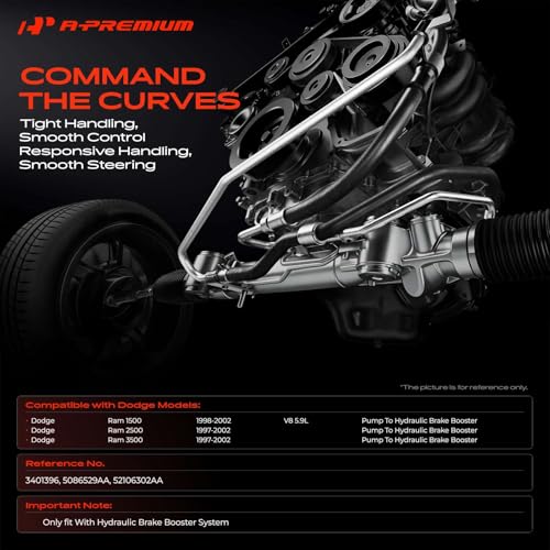 A-Premium Power Steering Pressure Hose Assembly Compatible with Dodge, Ram