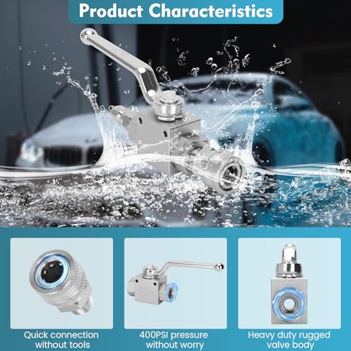 Pressure Washer Ball Valve, 3/8" Quick Connect, 4500 PSI Valve - style: 1Pcs