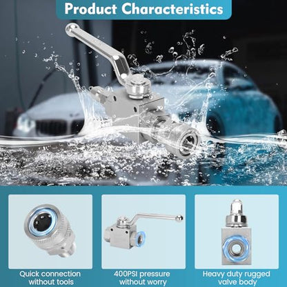 Pressure Washer Ball Valve, 3/8" Quick Connect, 4500 PSI Valve - style: 1Pcs