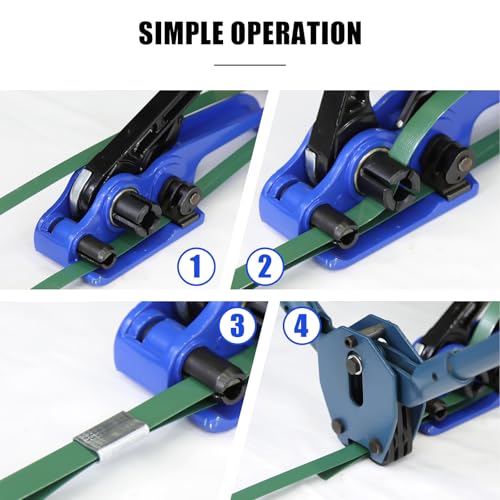 Heavy Duty Banding Strapping Tensioner & Cutter Manual Packaging Tools Windlass for 1/2"-3/4" Width Polyester Poly Strap(Bearing Swivle Mute) - color: PET mute, size: 1/2-3/4in