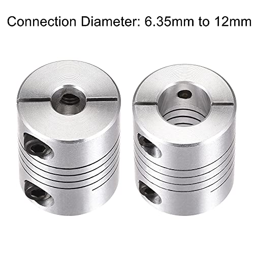 uxcell 2PCS Motor Shaft 6.35mm to 12mm Helical Beam Coupler Coupling 25mm Dia 30mm Long - size: 6.35mm to 12mm