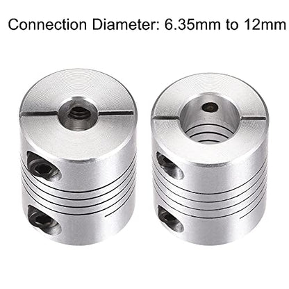 uxcell 2PCS Motor Shaft 6.35mm to 12mm Helical Beam Coupler Coupling 25mm Dia 30mm Long - size: 6.35mm to 12mm