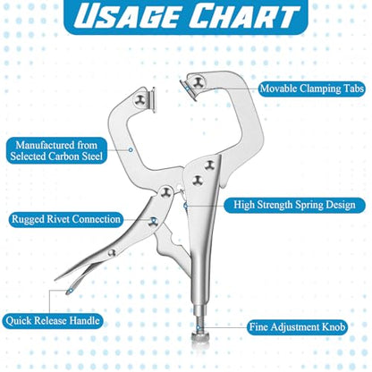 10 Pcs 6 Inch Locking C Clamp Heavy Duty Welding Clamps Pliers Vise Grip Clamps with Swivel Pad with Regular Tip and Swivel Pad for Craftsmen Home Workshop - size: 6.5 Inch,Set of 10