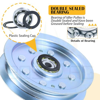 2PK 756-04129B Idler Pulley 4.25 for Cub Cadet 50" RZT 50 Tractors - color: L05 2x756-04129B White