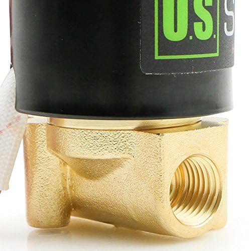 U.S. Solid 1/4" Brass Electric Solenoid Valve - 12V DC, VITON Gasket, Direct Acting, Normally Closed for Air, Gas, Fuel Applications (Pack of 2) - size: 0.25 Inch (Pack of 2)