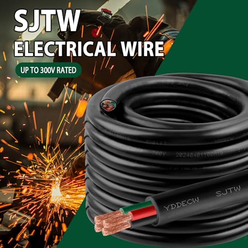 10/4 SJTW Wire 5 Feet - 10 AWG 4 Conductor SJTW Cable with UV-Resistant Jacket for Motor Leads, Battery Chargers and Machine - 5 ft Electrical Wire - color: Black, size: 10AWG/4-5FT