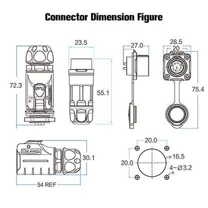 9 Pin Waterproof M16 Industrial Connector 5A 250V - style: 9 PIN