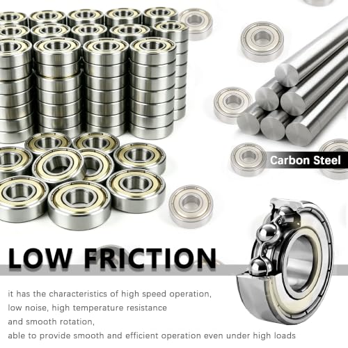 Dianrui 200 PCS 608ZZ Ball Bearings Assortment Kit Carbon Steel - size: 608ZZ