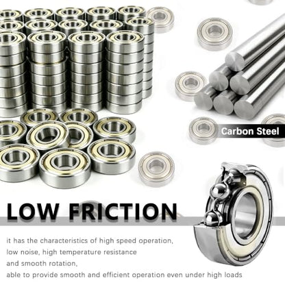 Dianrui 200 PCS 608ZZ Ball Bearings Assortment Kit Carbon Steel - size: 608ZZ