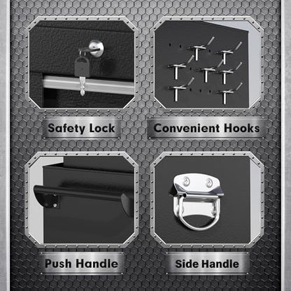 INTERGREAT 8-Drawers Rolling Tool Chest, Assembled Tool Chest with Wheels, Detachable Top Tool Box, Tool Cabinet for Repair Room,Warehouse, Rolling Tool Box with Hooks,Tray Divider,Liners(Black) - color: Black, size: 8 Drawers