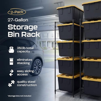 MonsterRAX 2-Pack 5-Tier NSF Bin Rack for 27-Gal Totes, Black - color: Black