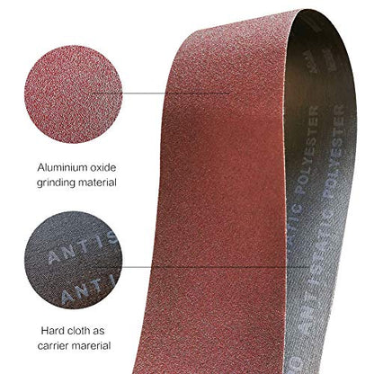 4x24 4 x 24 Sanding Belt Pack 4-Inch x 24-Inch,12 Pcs(4 Each of 80 120 150 Grits) Aluminum Oxide for Sander - size: 4x24in