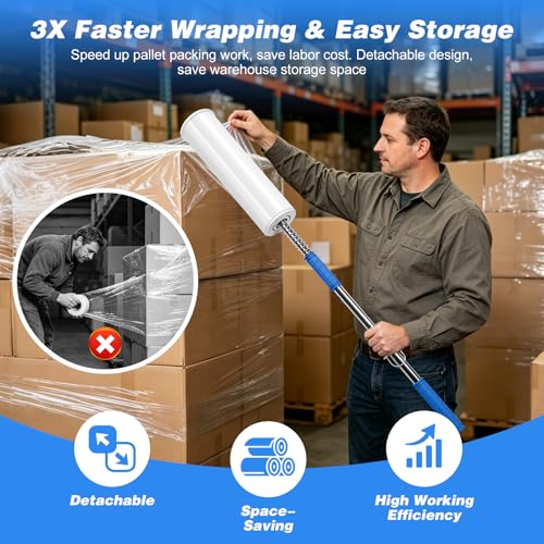 Heavy Duty 48" Stretch Film Dispenser Pole Holder for Pallet Wrapping-2PCS