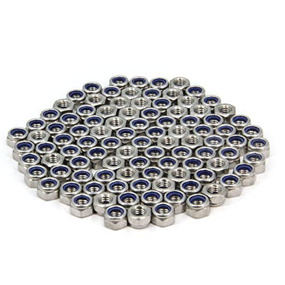 M8 x 1.25mm Pitch 304 Stainless Steel Self-Locking Hex Lock Nuts, Nylon Insert LockNuts Silver Metric Self Clinching Hex Lock Nuts for Hardware Parts, 100pcs/pack (M8-100pcs) - size: M8-100pcs