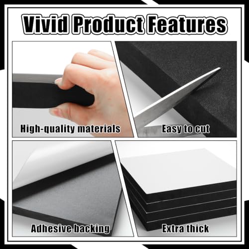 4 Pcs 1.5" Thick Foam Padding Sheet with Adhesive Backing Closed Cell - color: Black, size: 1.5 Inch Thick, 12 x 12 Inches