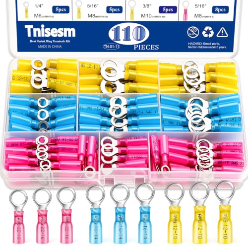 Tnisesm 110Pcs Heat Shrink Wire Connectors Electrical Kit - color: 110PCS Ring, size: Heat shrink style