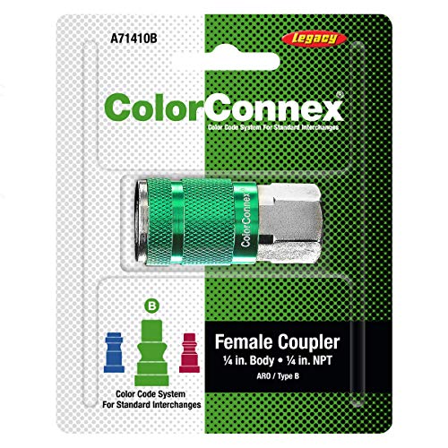 ColorConnex Coupler, ARO Type B, 1/4" FNPT, Green - A71410B (Pack of 2) - size: 1/4" FNPT - 2 Piece, style: Coupler 2 Pack