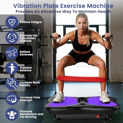 Vibration Plate Exercise Machine 400 lbs Capacity for Lymphatic Drainage - color: Purple