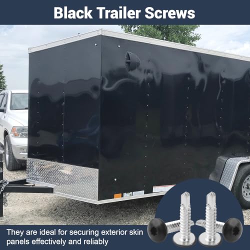 Black #10 x 1 in Enclosed Trailer Screws Self Tapping for RV - 150 Pcs - color: Black, size: 1 inch
