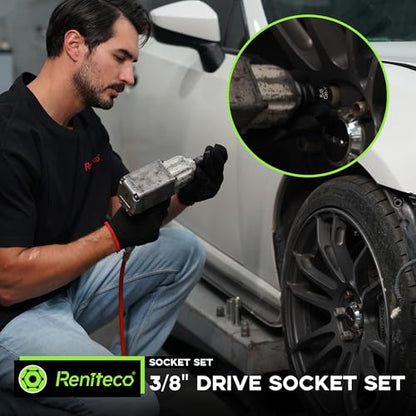 Reniteco 95-Piece 3/8" Drive Socket Set, SAE 5/16"-3/4" & Metric 8-22mm - size: 3/8"-95 PCS