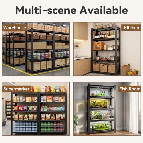 Heavy Duty 5 Tier Metal Garage Shelving, 72" H × 35" W × 16" D - size: 62"H × 27.6"W × 12"D