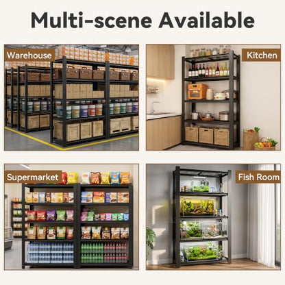 Heavy Duty 5 Tier Metal Garage Shelving, 72" H × 35" W × 16" D - size: 62"H × 27.6"W × 12"D