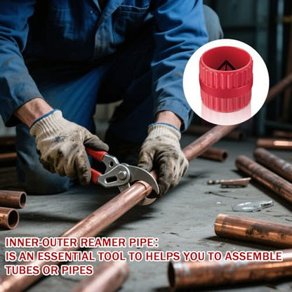 Pipe Reamer Deburring Tool, Inner & Outer for Copper PVC Brass Tubes Red - color: Red